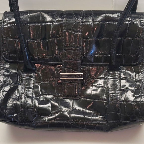 Ann Taylor Stunning Leather "Croc" Satchel - Picture 4 of 14